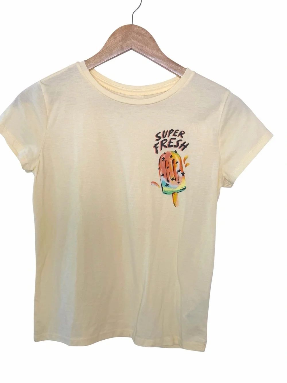 Old Navy girls yellow Tee with Colorful Popsicle Graphic xlarge